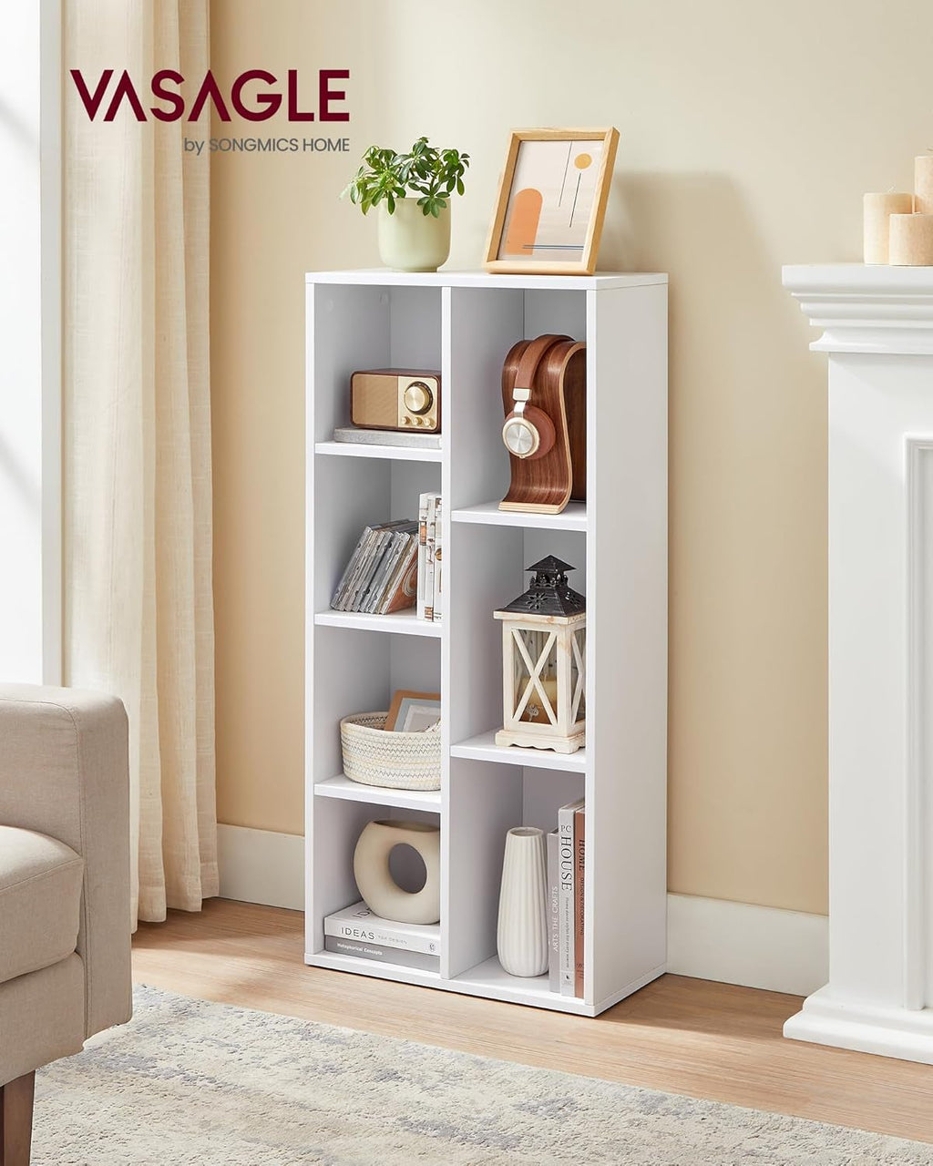 White 7 Compartment Shelf Unit