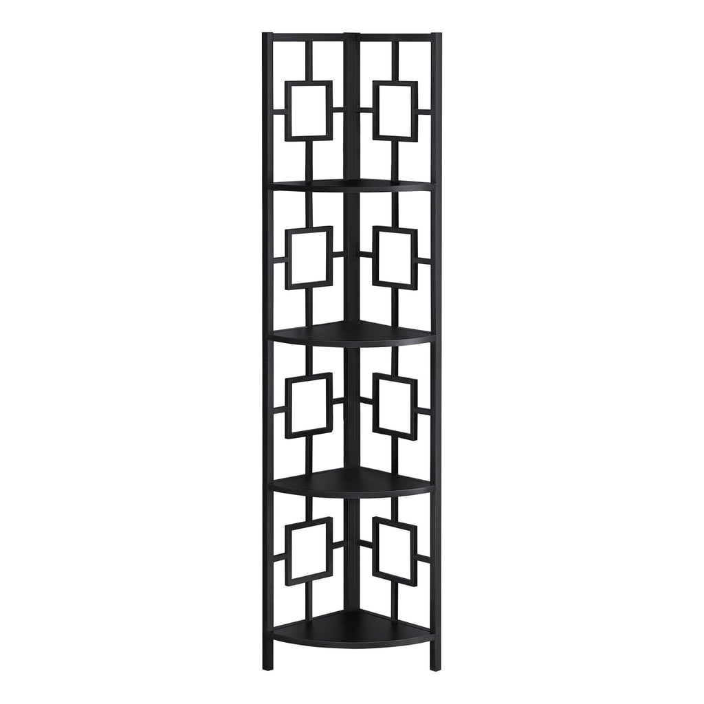 Metal 4-Tier Black Corner Bookcase