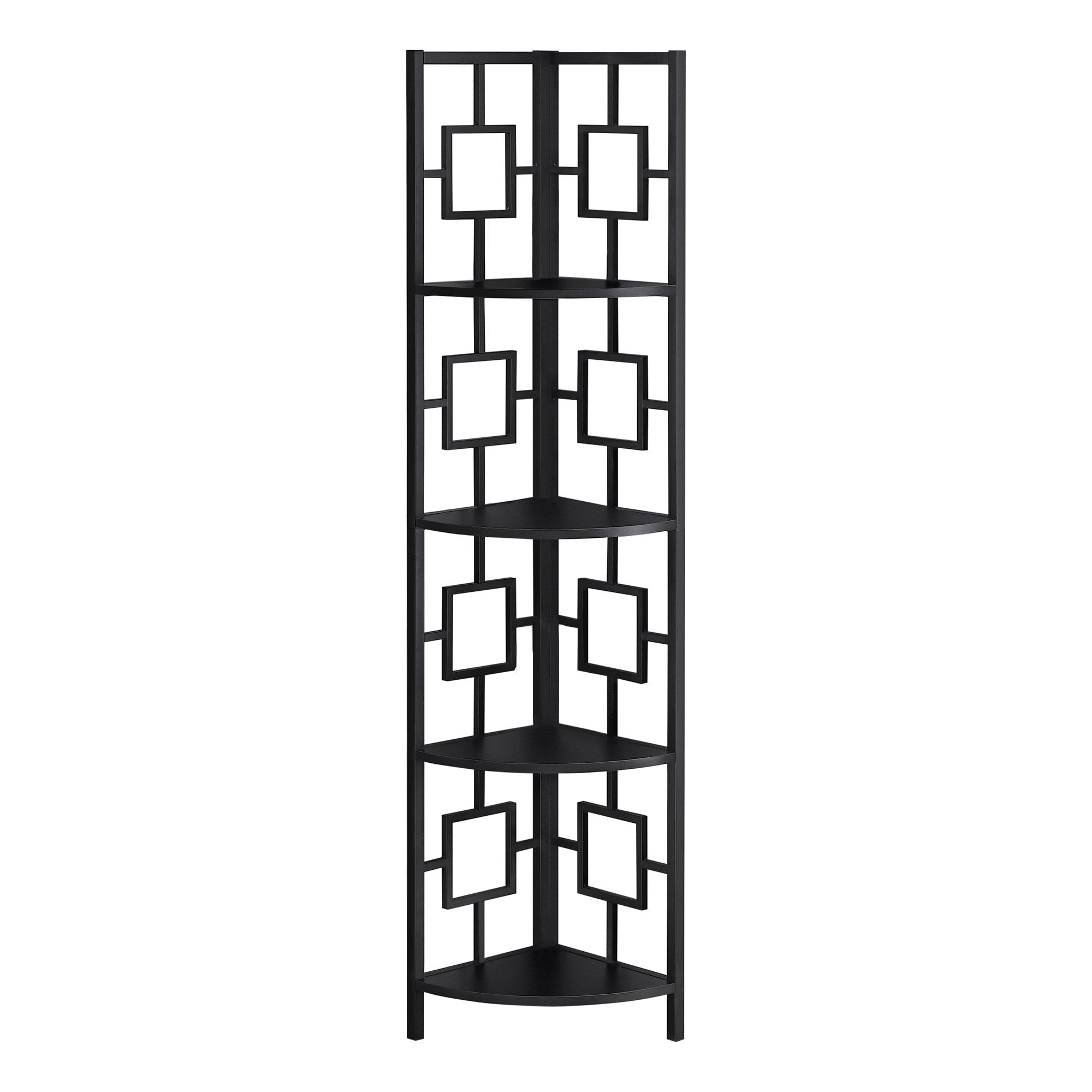 Metal 4-Tier Black Corner Bookcase