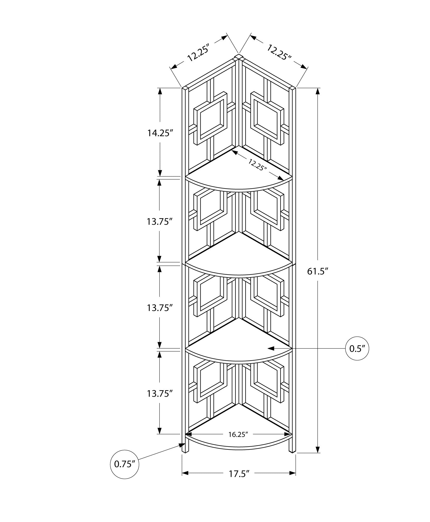 Metal 4-Tier Black Corner Bookcase