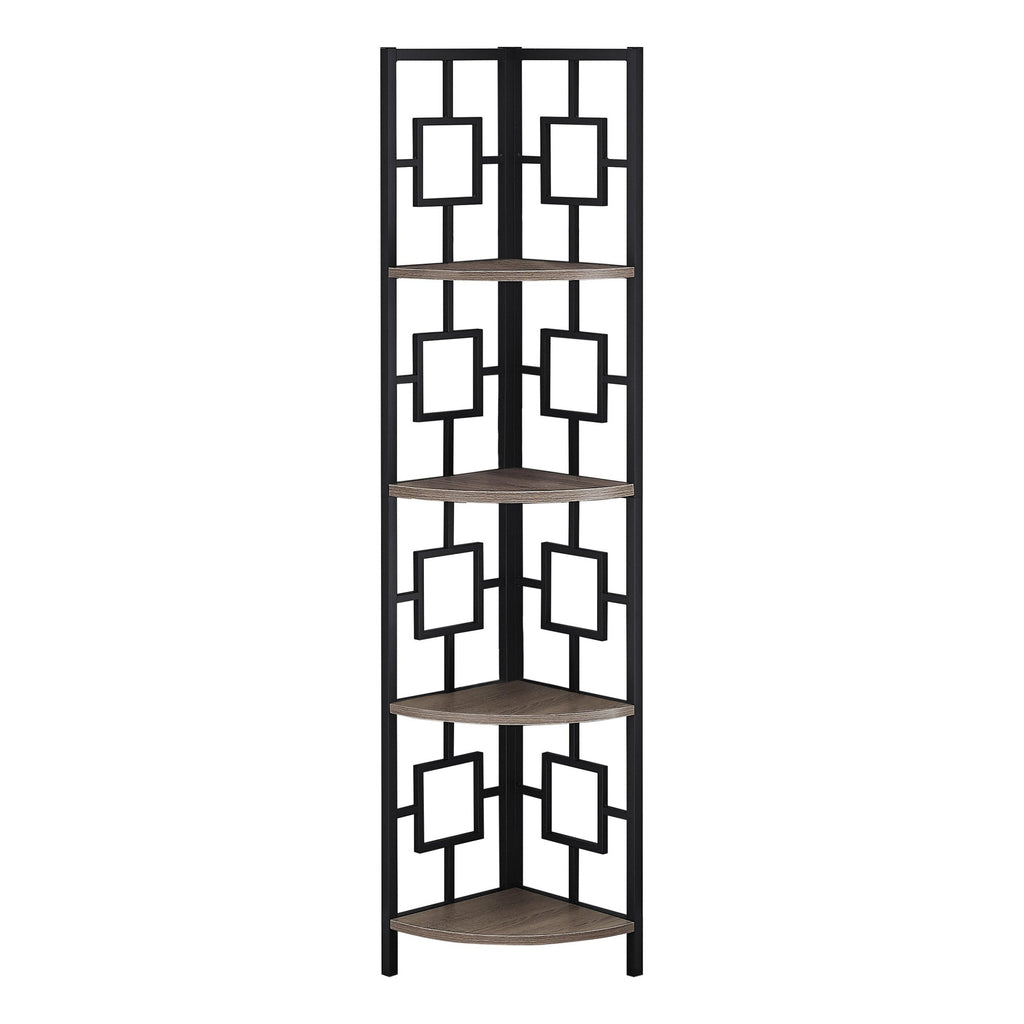 4-Tier Dark Taupe & Black Corner Metal Shelf