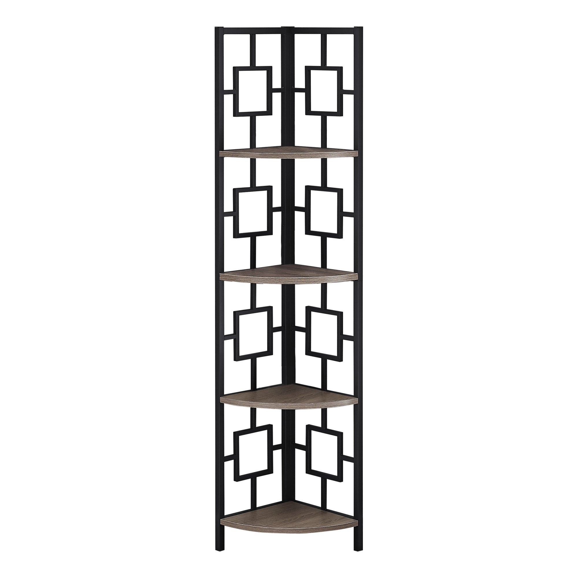 4-Tier Dark Taupe & Black Corner Metal Shelf