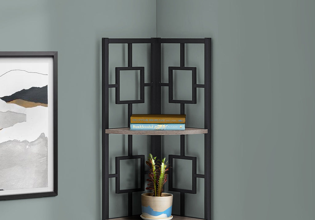 4-Tier Dark Taupe & Black Corner Metal Shelf