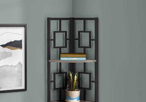 4-Tier Dark Taupe & Black Corner Metal Shelf