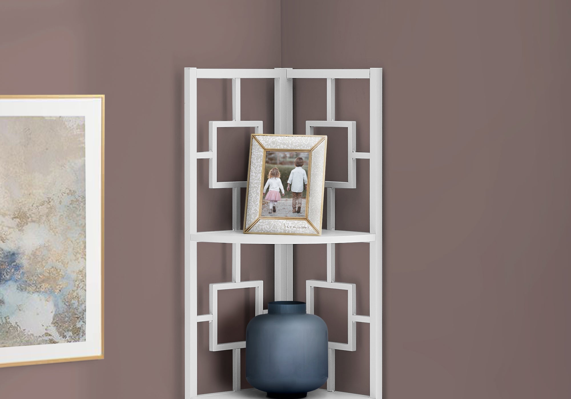 4-Tier White Metal Corner Shelf