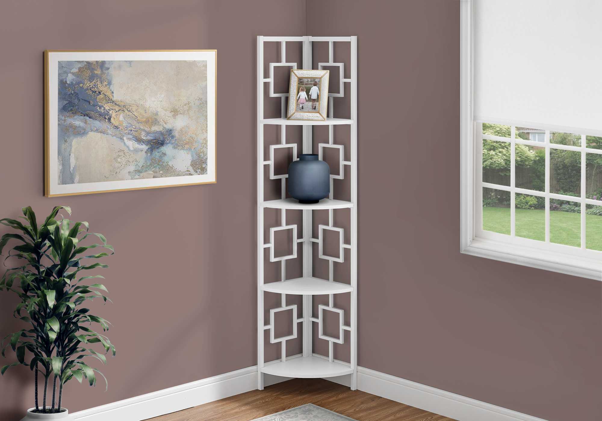 4-Tier White Metal Corner Shelf