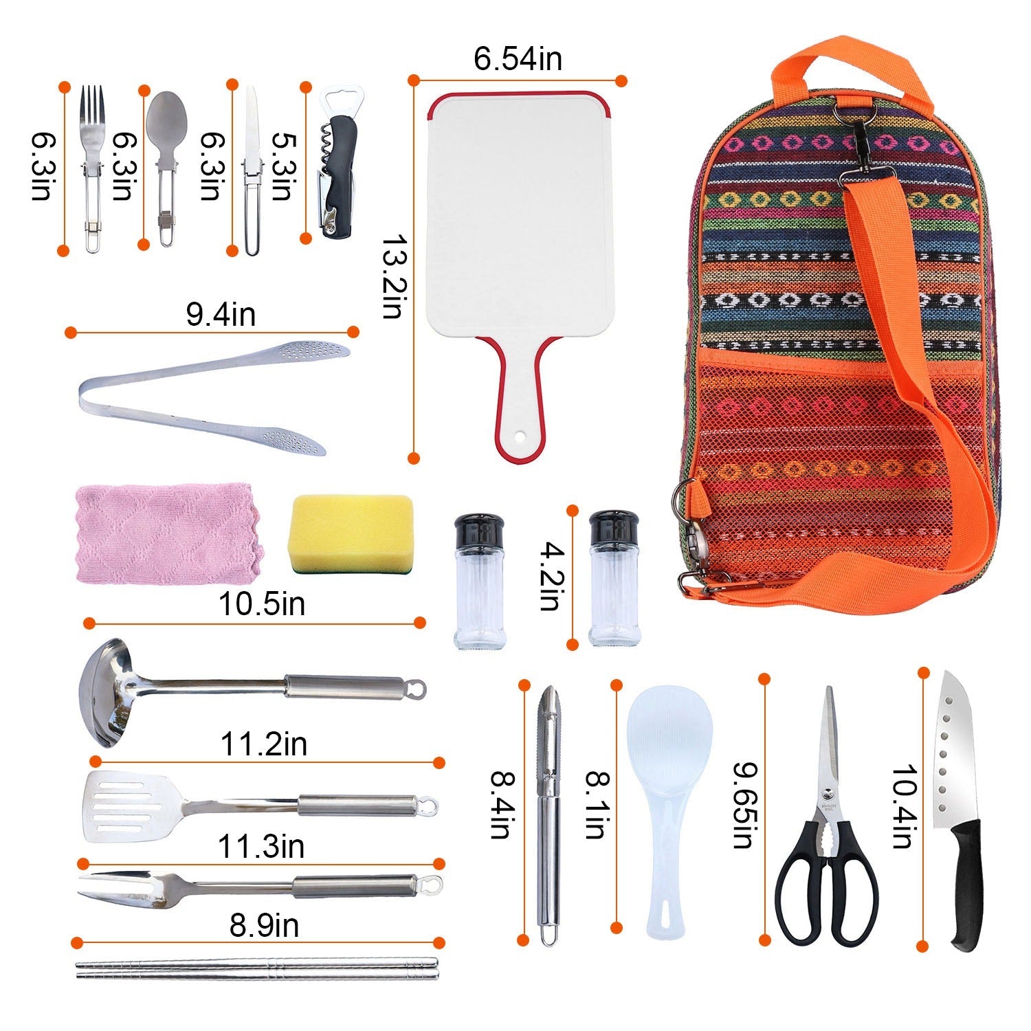 19-Piece Portable Camping Cookware & Utensil Kit