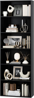 6-Tier Freestanding Black Bookshelf