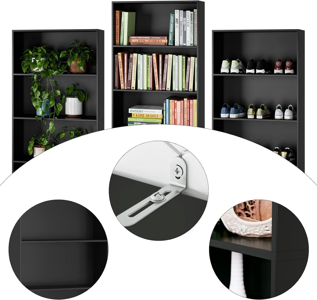 6-Tier Freestanding Black Bookshelf
