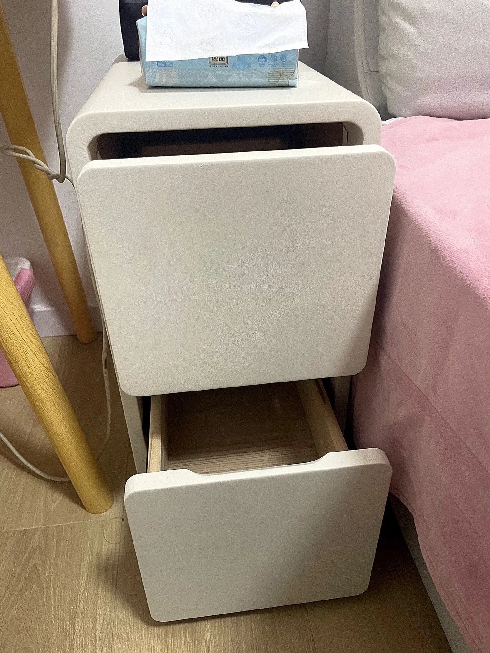 Solid Wood Bedside Table with 2 Drawers