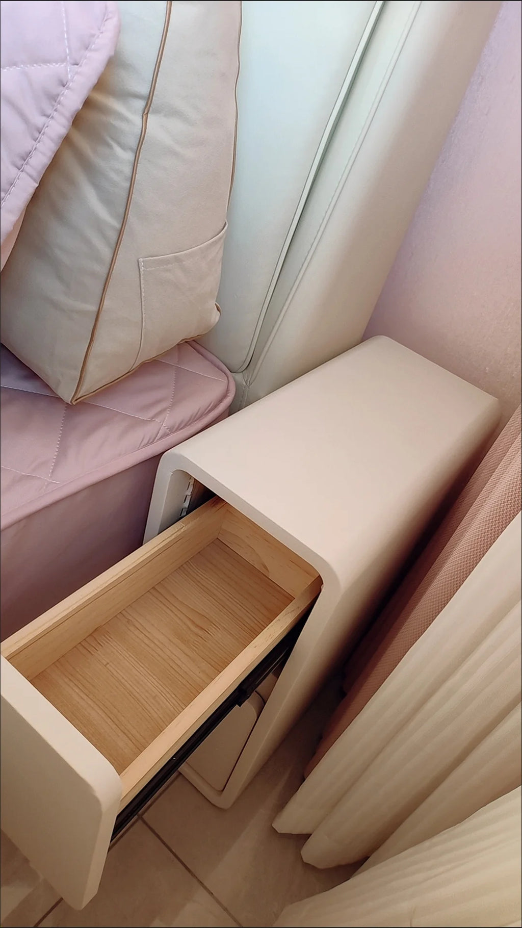 Solid Wood Bedside Table with 2 Drawers
