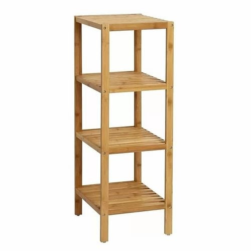Solid Wood 4-Tier Bathroom Shelf