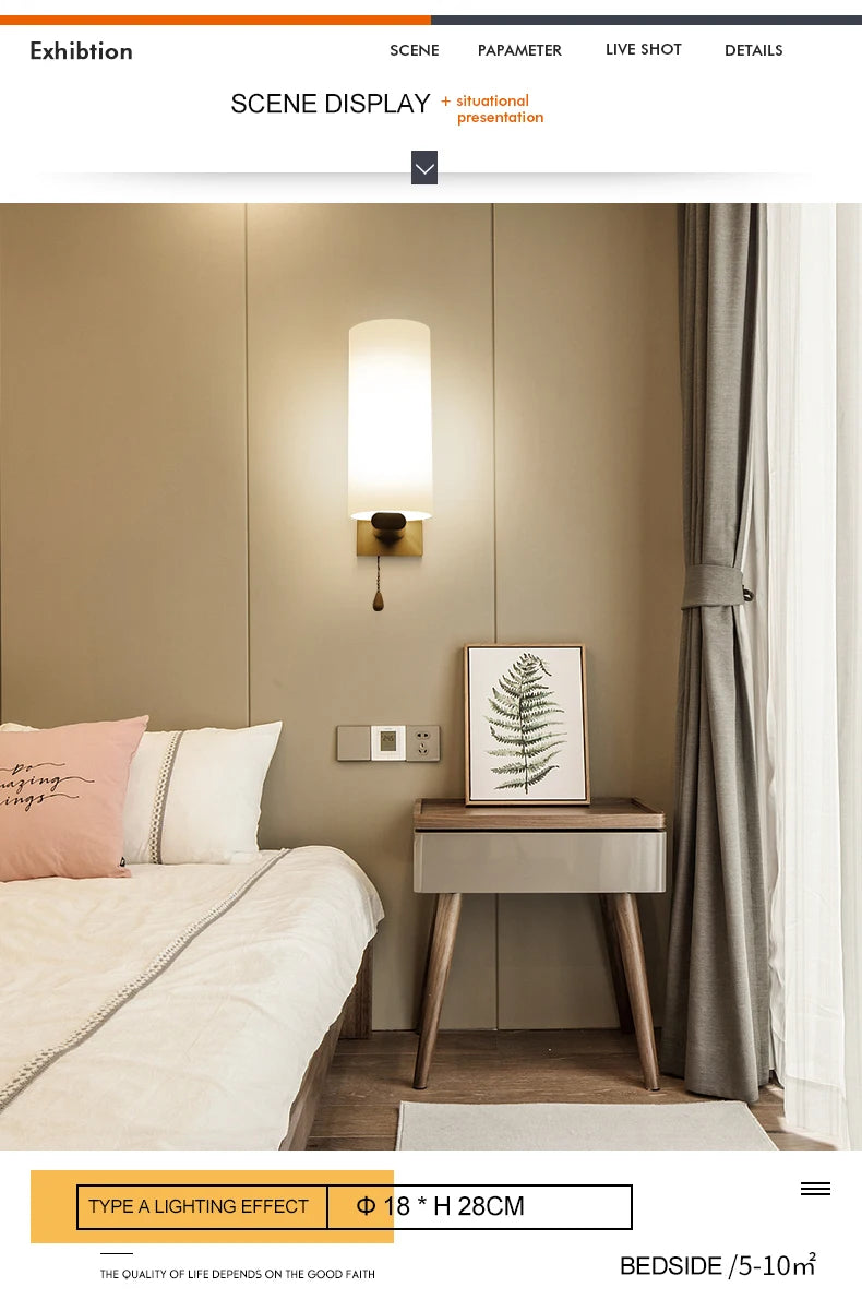Modern Wooden LED Bedside Wall Lamp