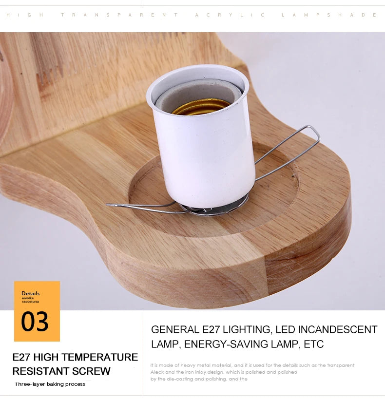 Modern Wooden LED Bedside Wall Lamp