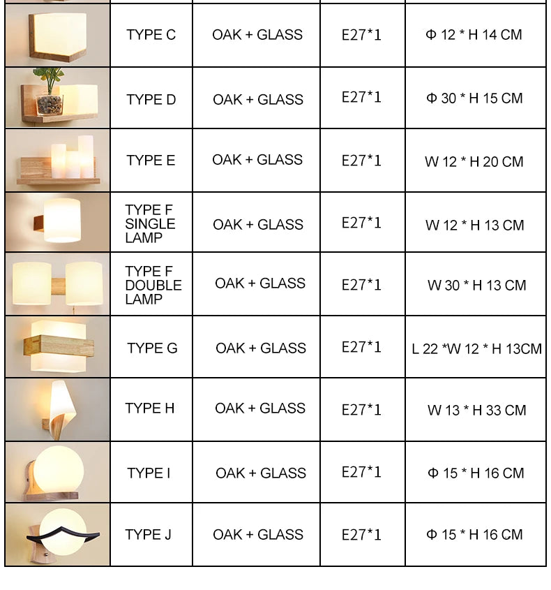 Modern Wooden LED Bedside Wall Lamp