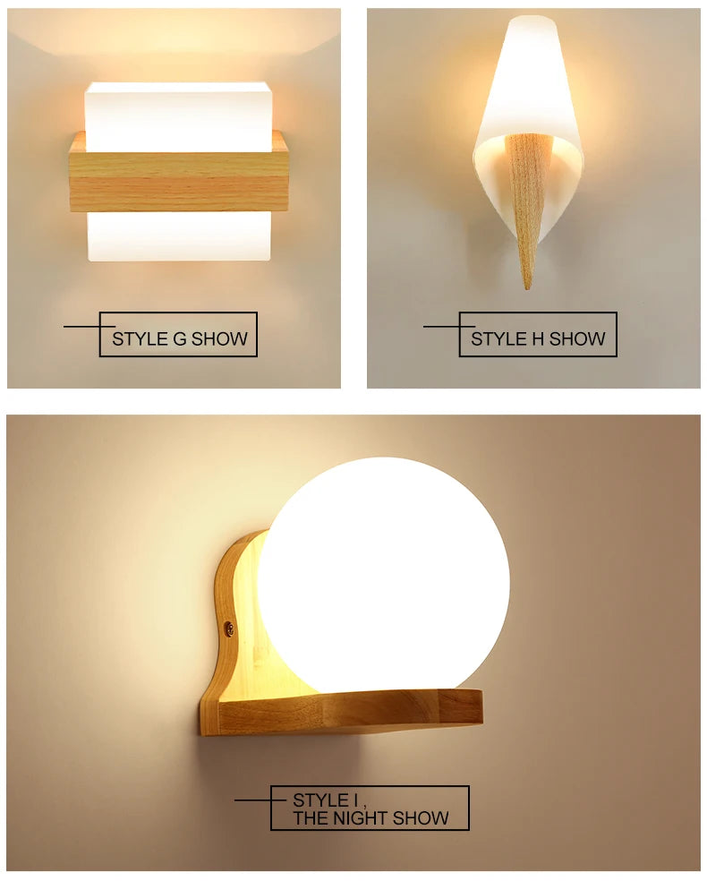 Modern Wooden LED Bedside Wall Lamp