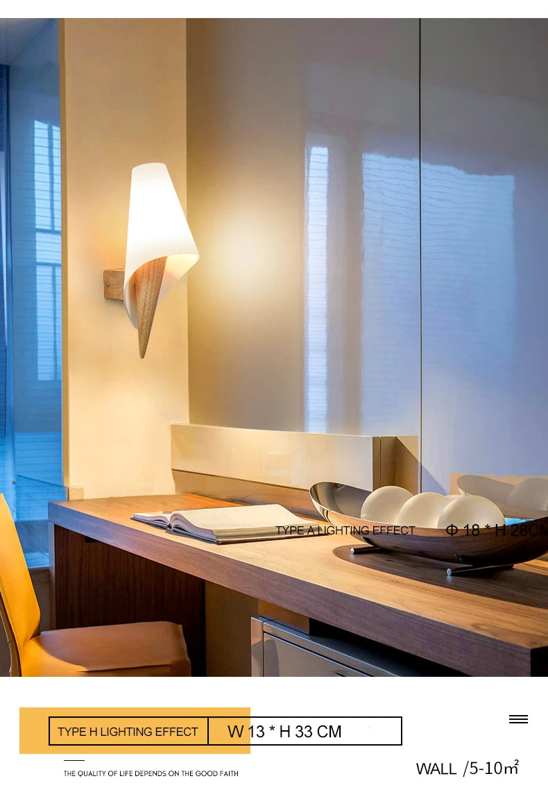 Modern Wooden LED Bedside Wall Lamp