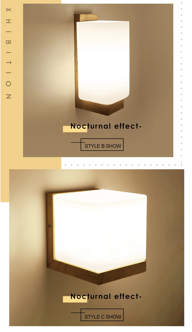 Modern Wooden LED Bedside Wall Lamp