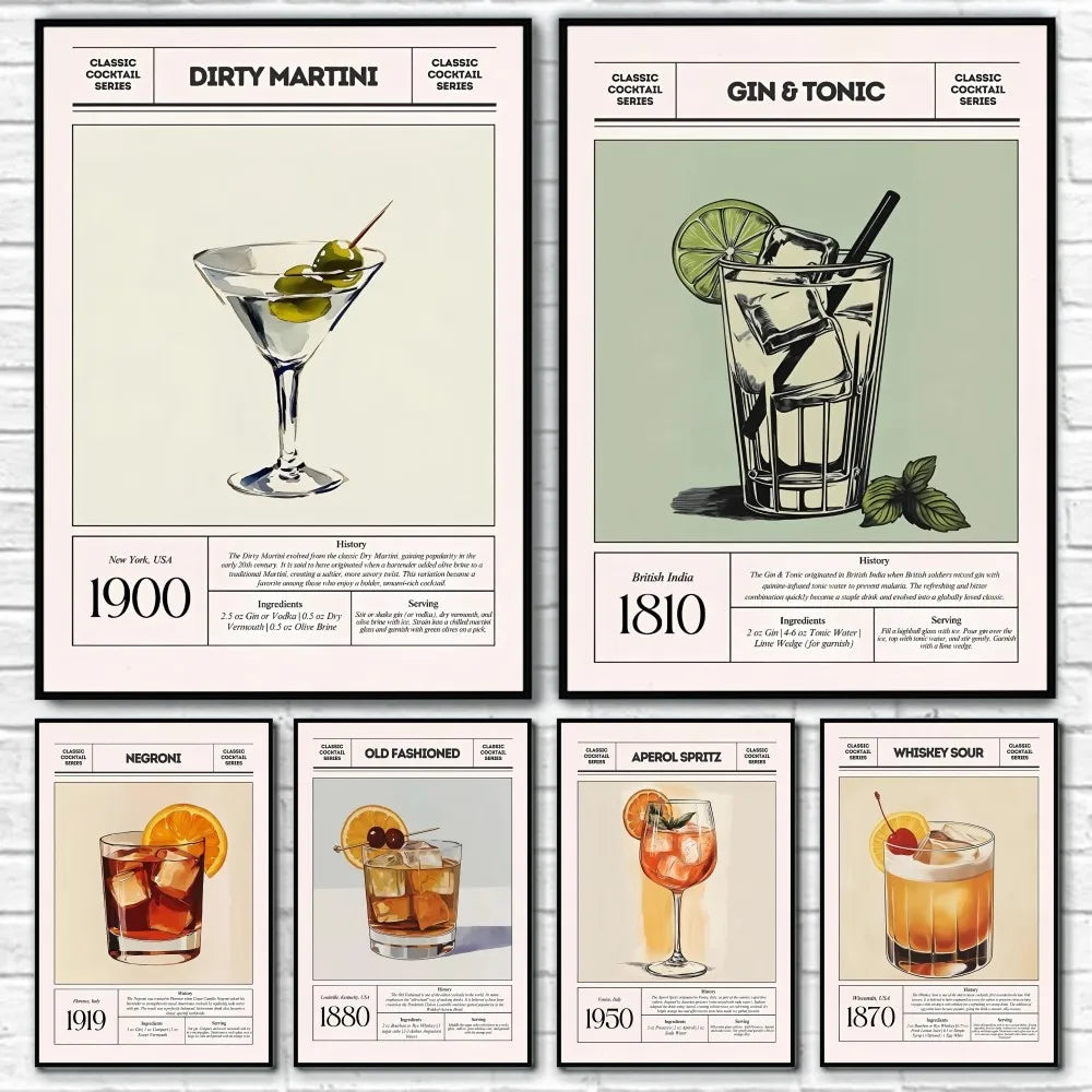 Cocktail & Wine Art Poster – Bar Wall Decor