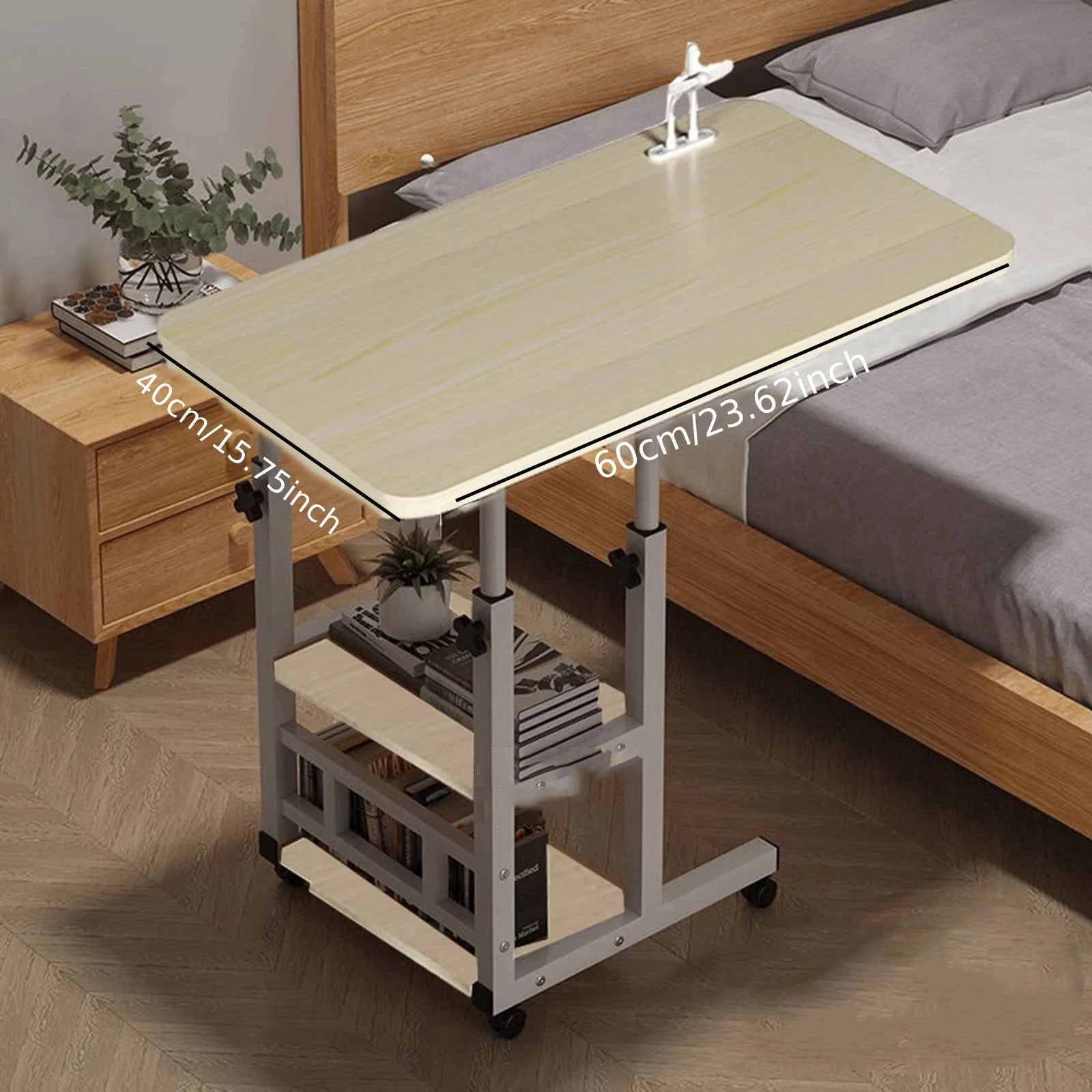 Rolling Wheeled Movable Bedside Table