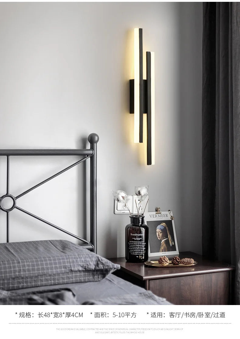 LED Bedroom Wall Sconce – Copper Pipe Acrylic Shade