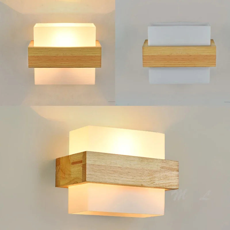 Modern Wood & Glass LED Wall Sconce