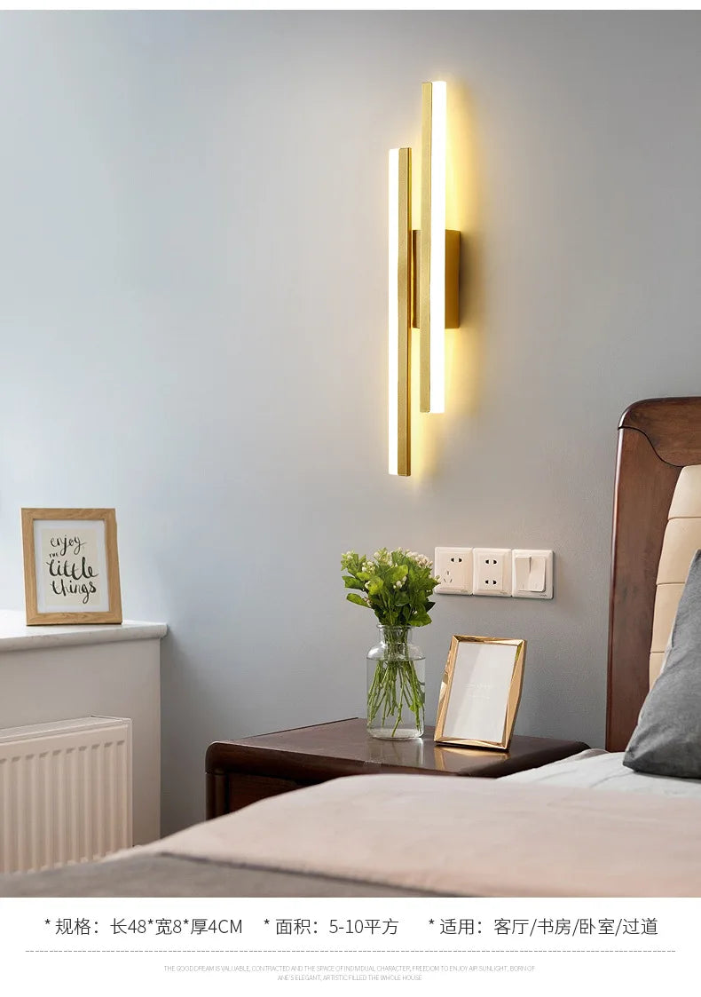 LED Bedroom Wall Sconce – Copper Pipe Acrylic Shade