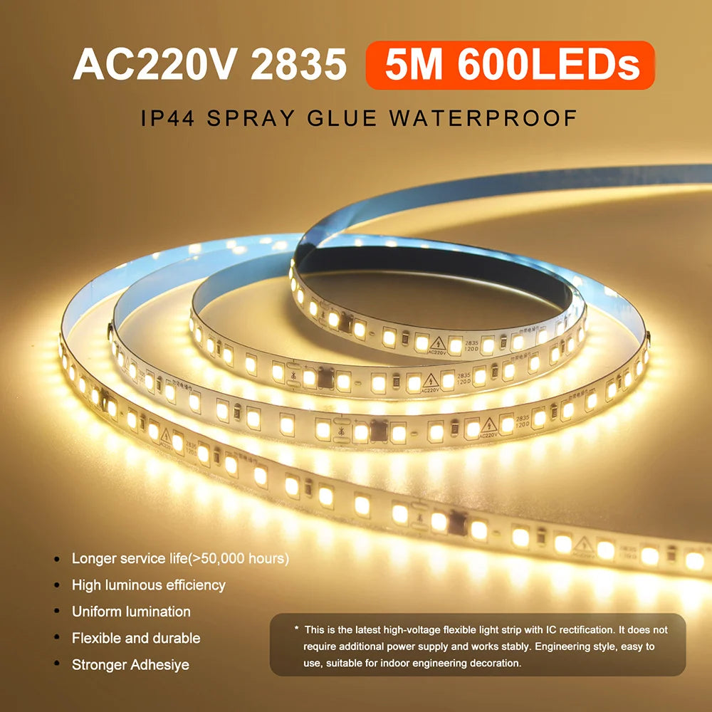 220V Flexible Adhesive LED Strip Light