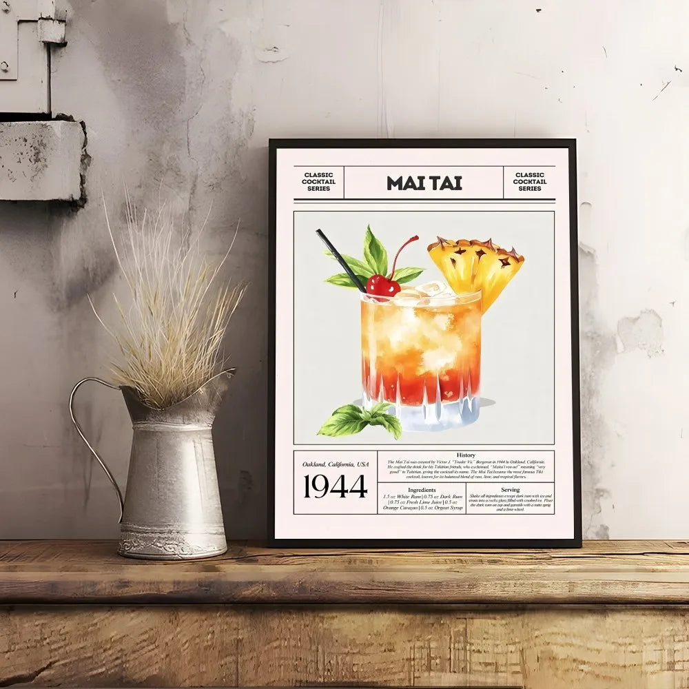 Cocktail & Wine Art Poster – Bar Wall Decor