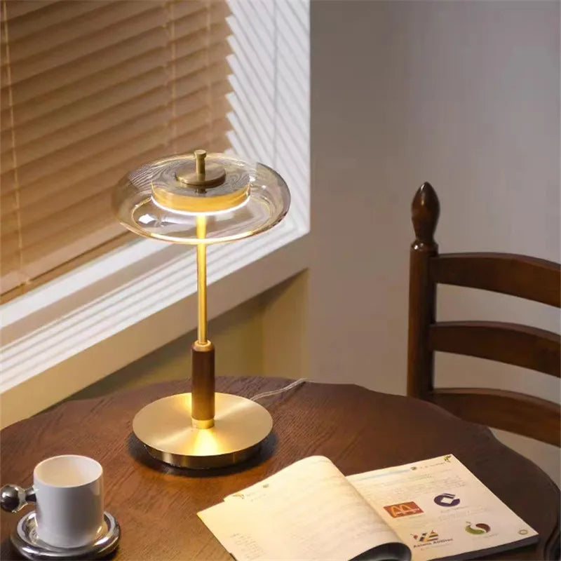 Retro Gold Glass Mushroom Floor Lamp