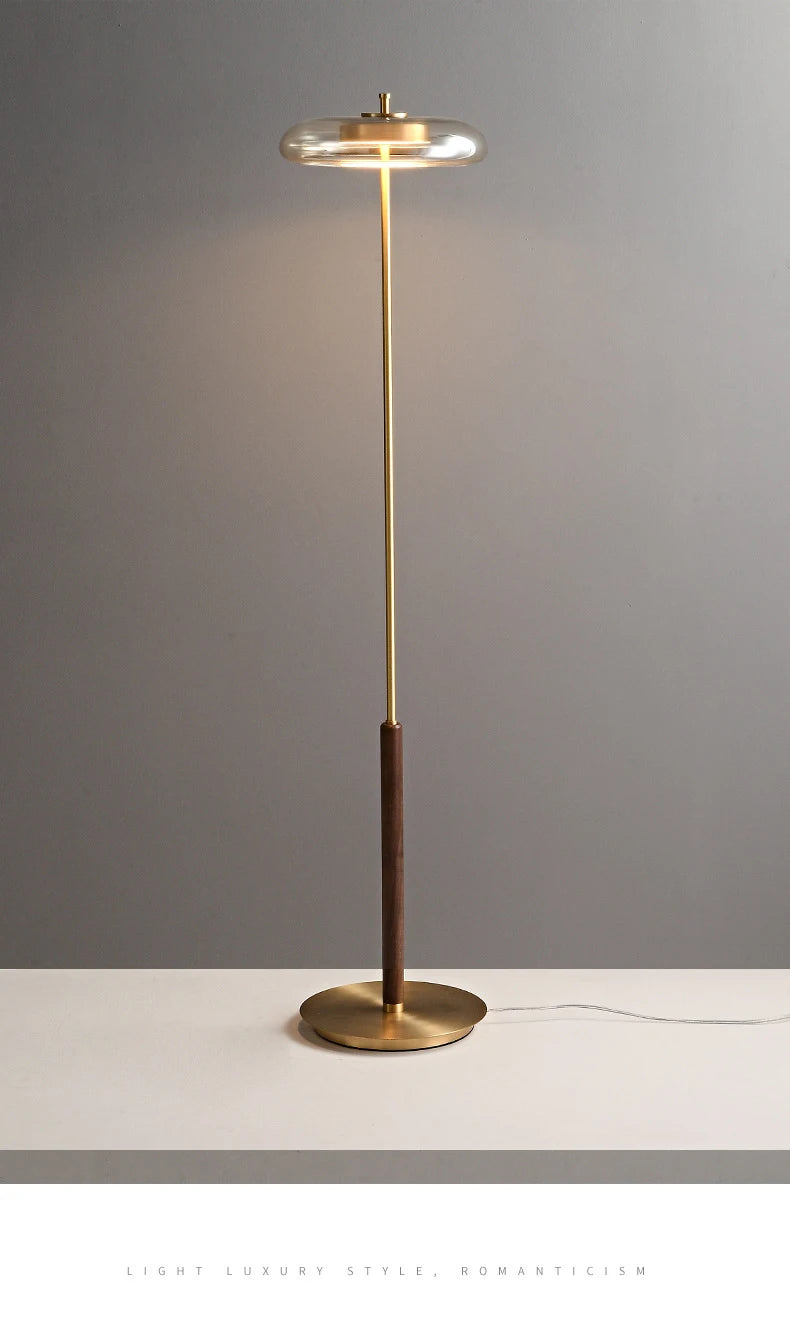 Retro Gold Glass Mushroom Floor Lamp