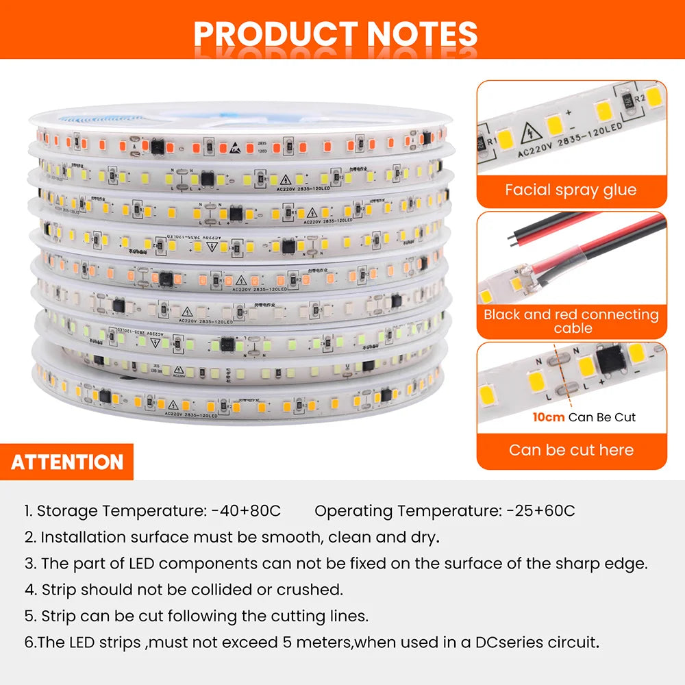 220V Flexible Adhesive LED Strip Light
