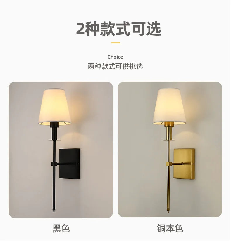 Modern LED Wall Sconce with Cloth Lampshade
