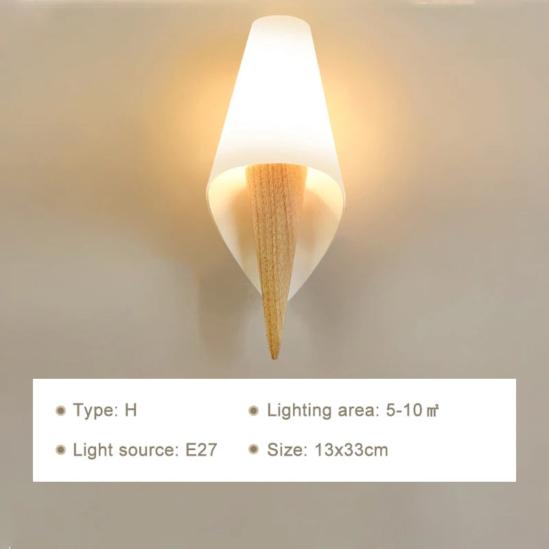 Modern Wooden LED Bedside Wall Lamp