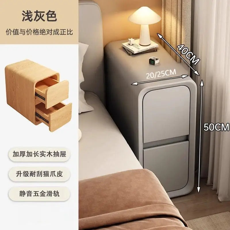 Solid Wood Bedside Table with 2 Drawers