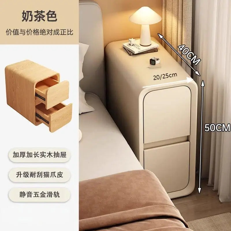 Solid Wood Bedside Table with 2 Drawers