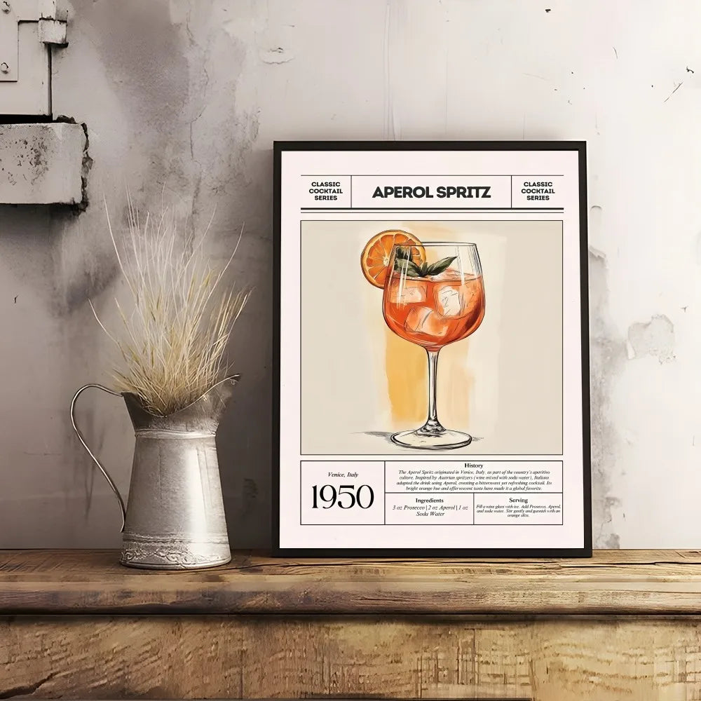 Cocktail & Wine Art Poster – Bar Wall Decor