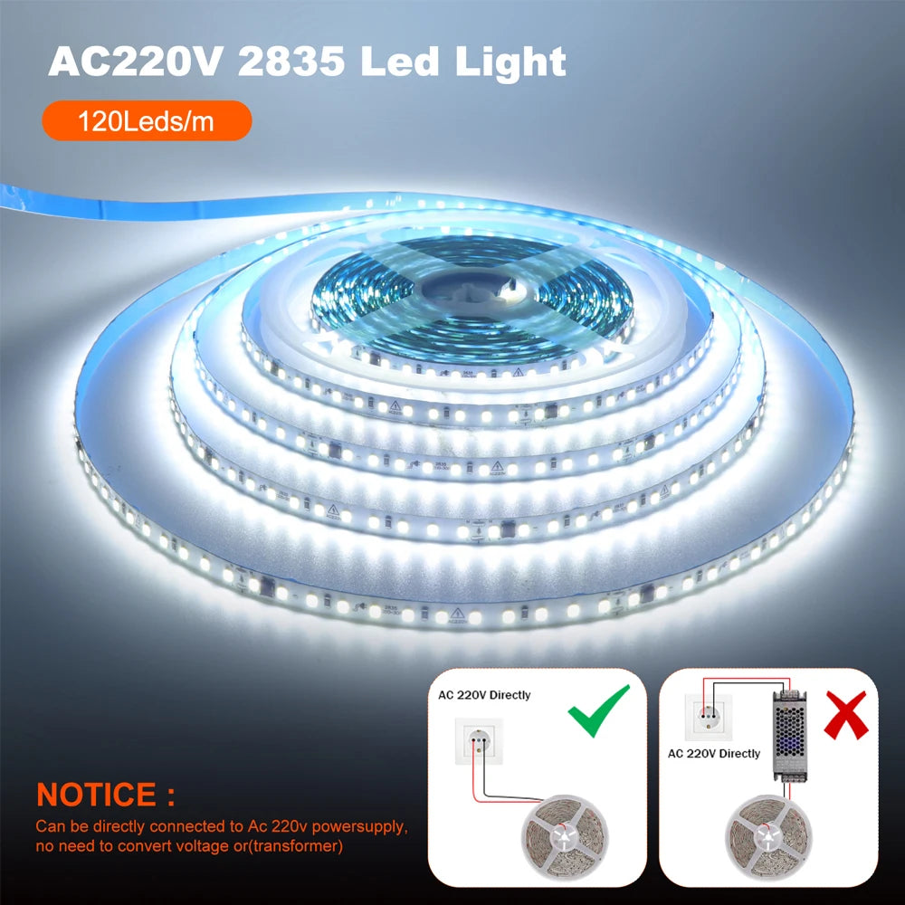 220V Flexible Adhesive LED Strip Light