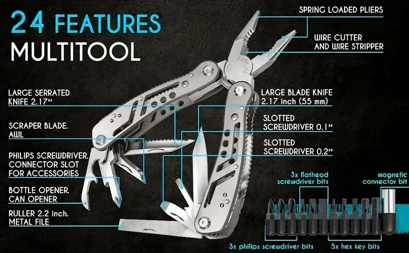 24-in-1 Outdoor Survival Multitool Kit