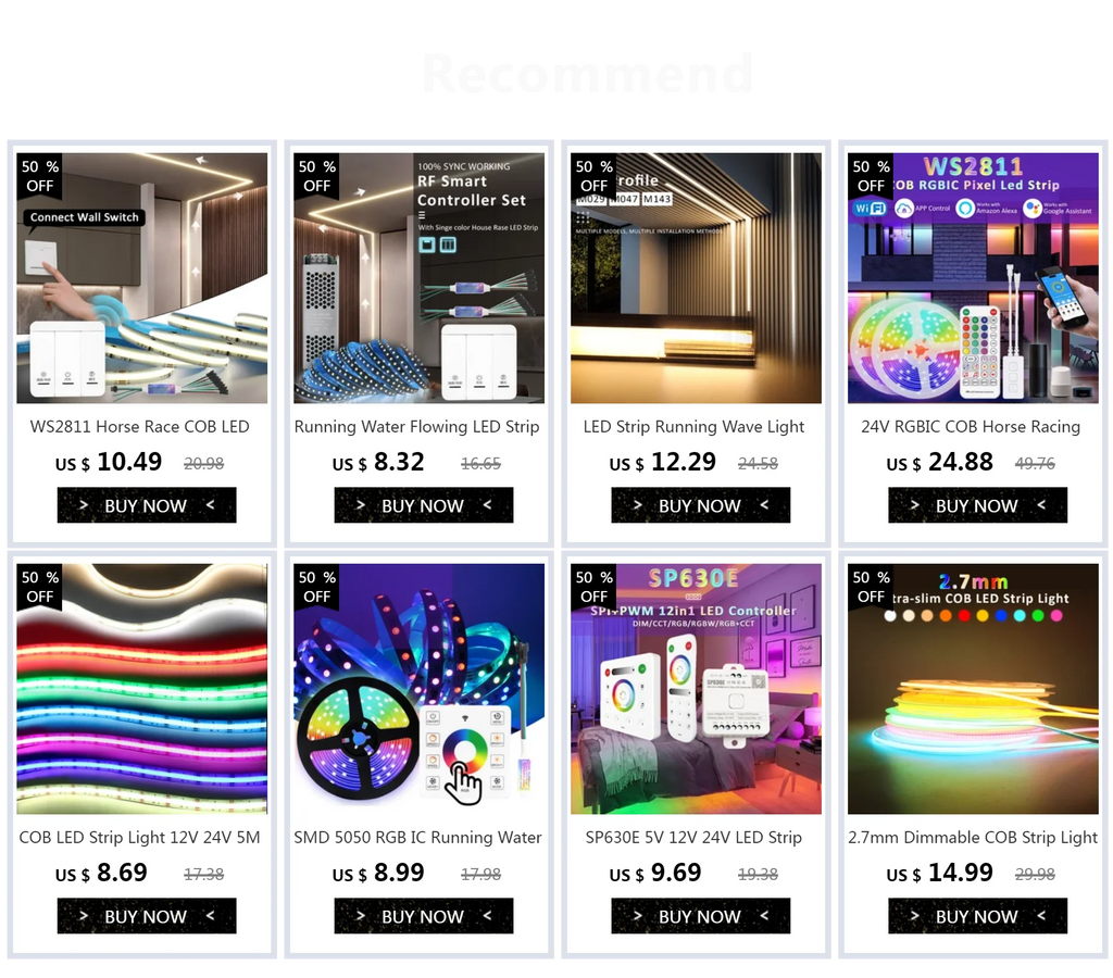 12V DC Warm White LED Strip Light