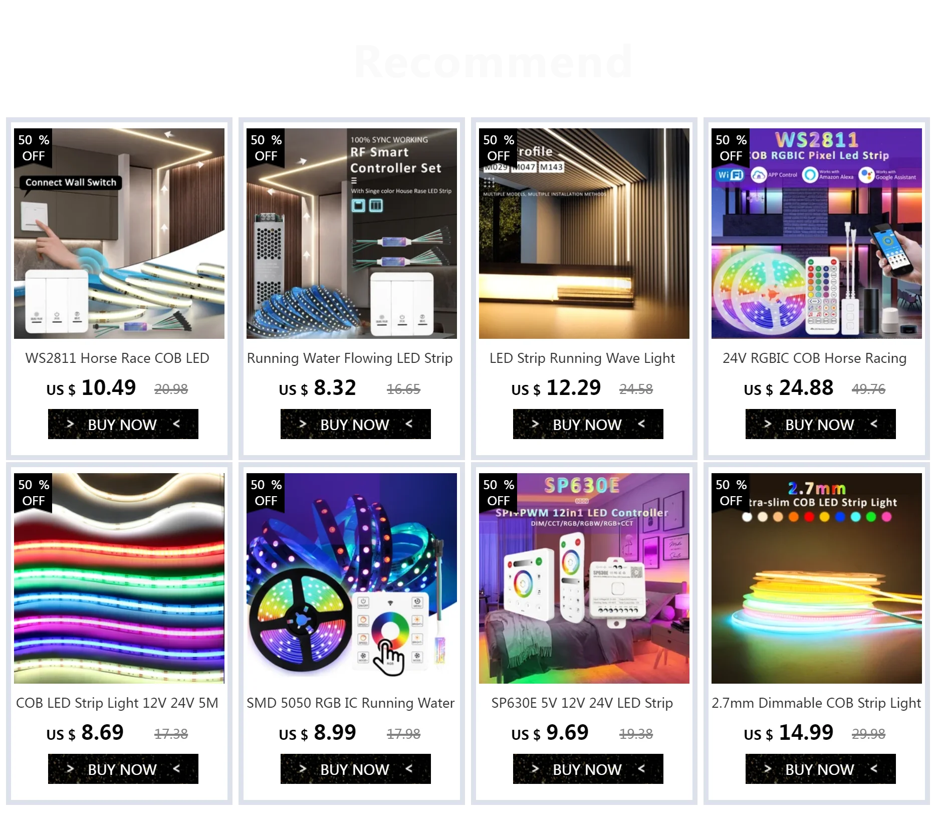 12V DC Warm White LED Strip Light