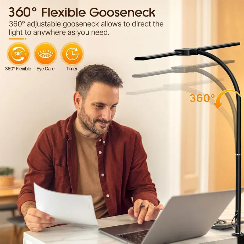 Clamp LED Desk Lamp for Dual Monitor Setup