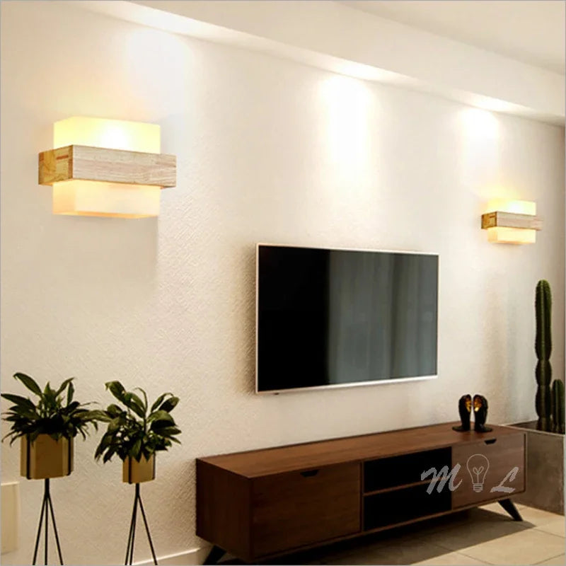 Modern Wood & Glass LED Wall Sconce