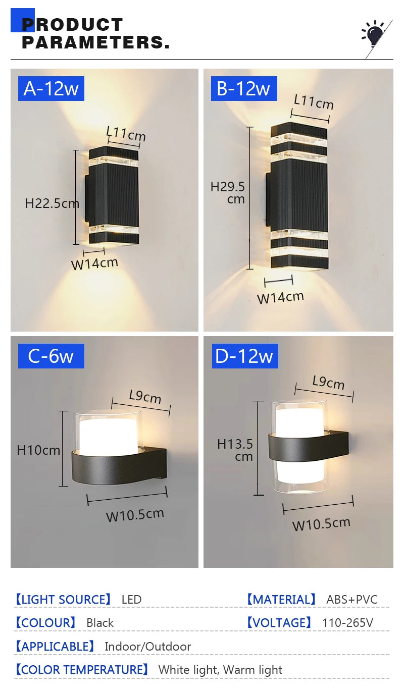 Modern LED Outdoor Courtyard Wall Lamp – Waterproof