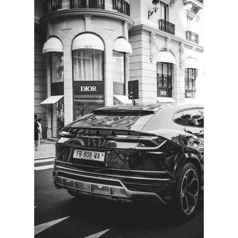 Modern Black & White Luxury Car Canvas Wall Art