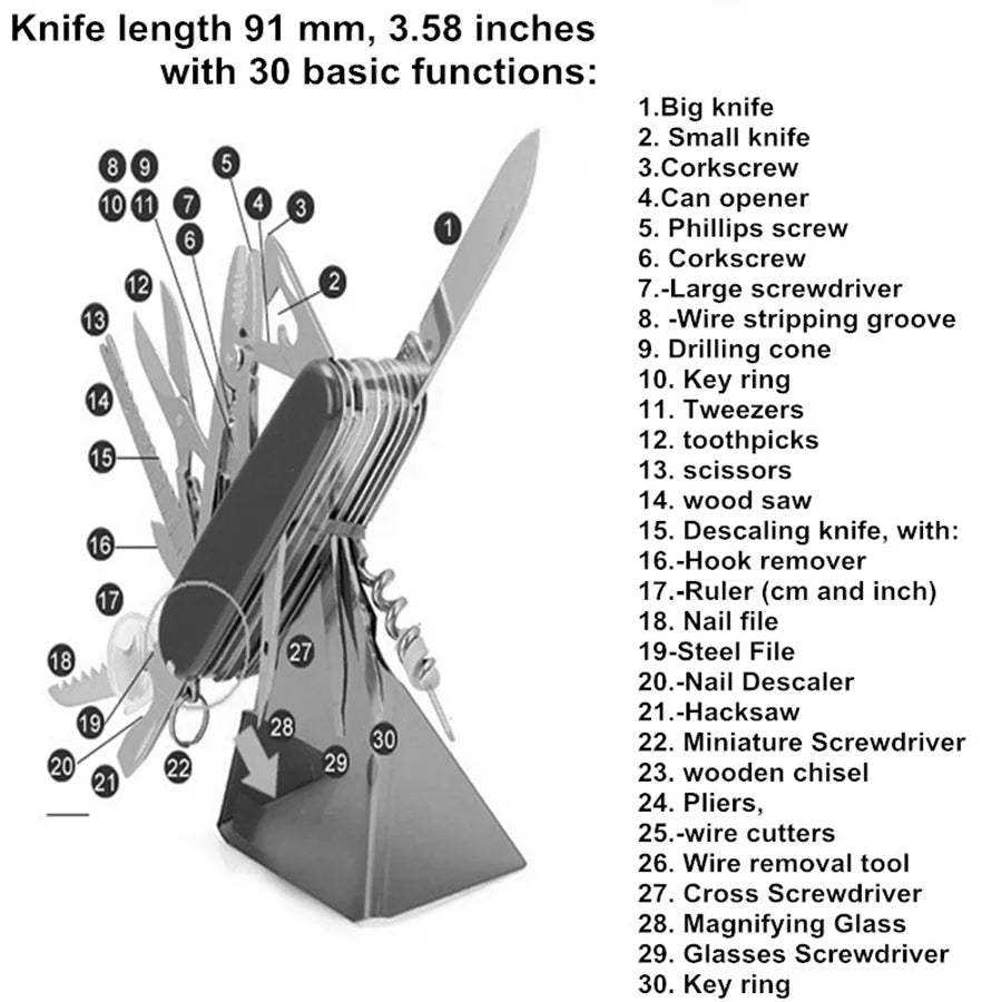 Stainless Steel Folding Multitool Pocket Knife