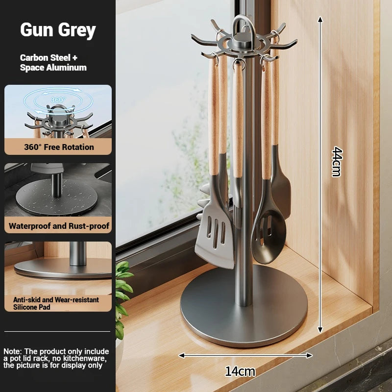 Rotating Kitchen Utensil Stand – 8 Hooks