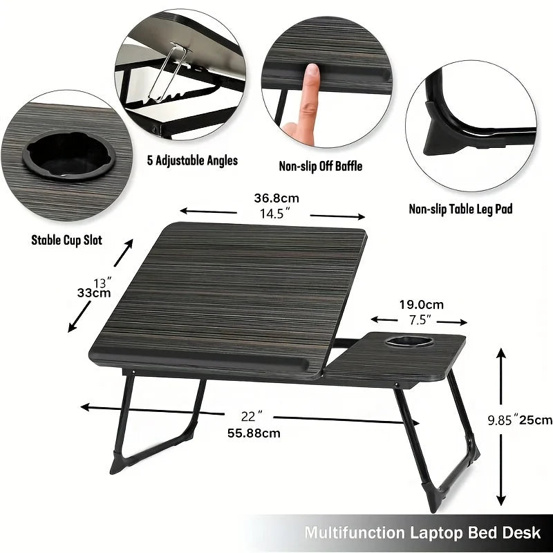 Foldable Bed & Sofa Tray Table with Cup Holder