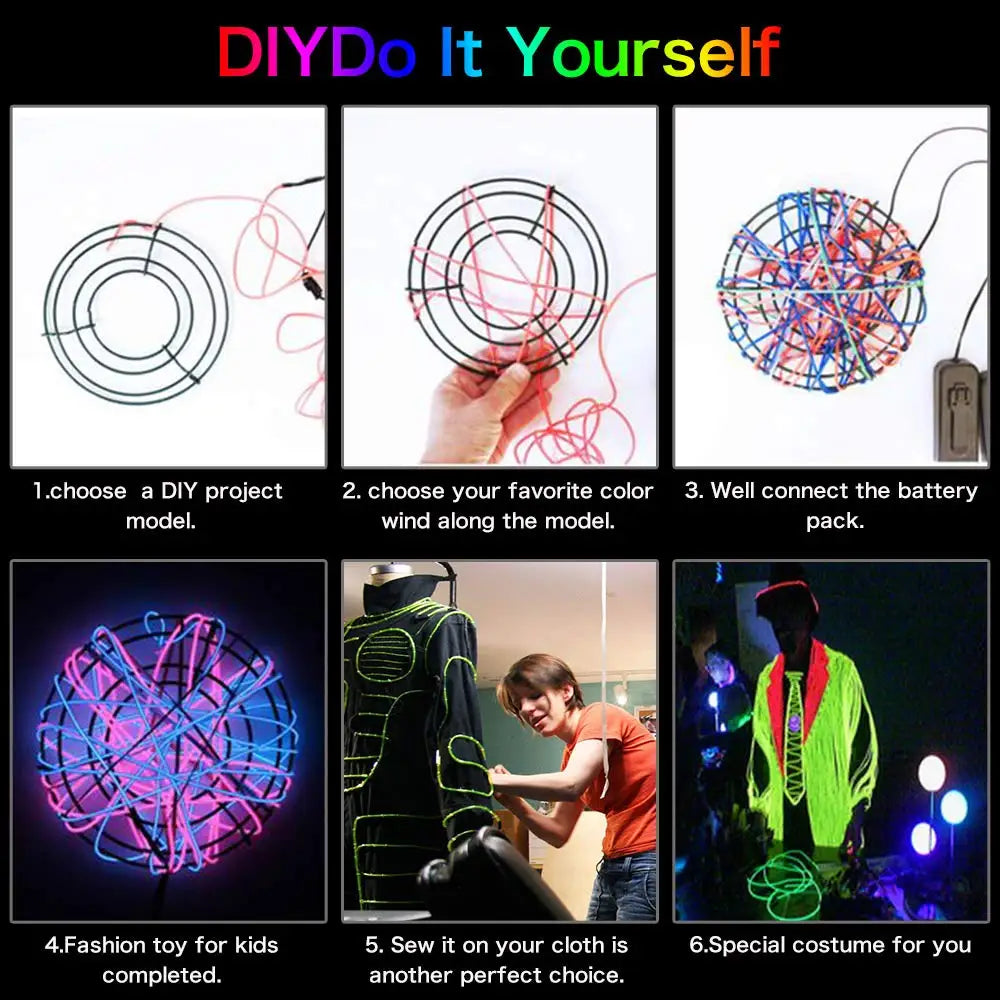 Neon Glow LED Wire Light Strip – Multicolour
