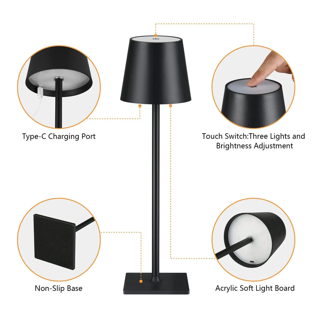 Wireless Rechargeable LED Bedside Desk Lamp
